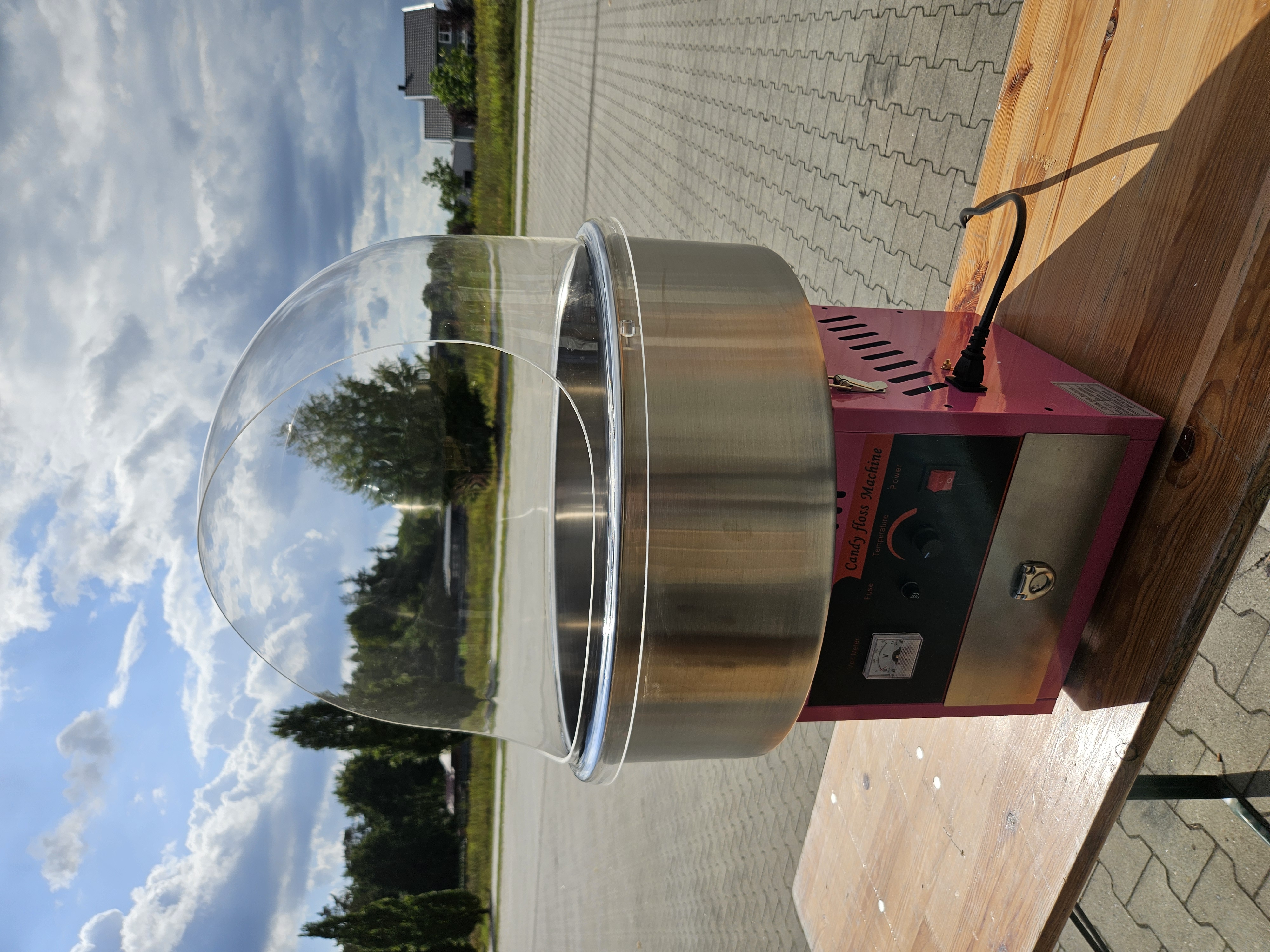 Suikerspinmachine met kom en spatbescherming