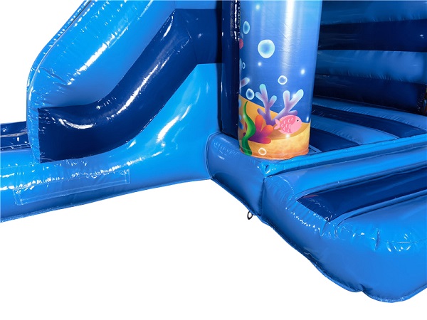 Springkussen Dolfijn met glijbaan en dak 4,5x5 m 