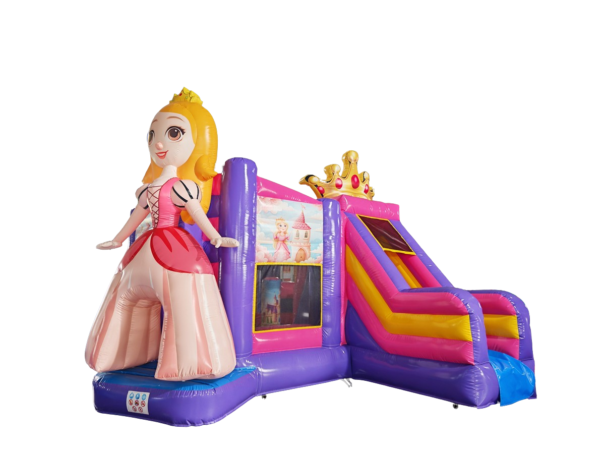 Springkussen prinses - met glijbaan - 5x4,5m 