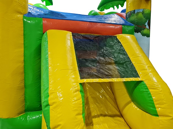 Springkussen Nijlpaard met glijbaan en dak - 5x4,5m 