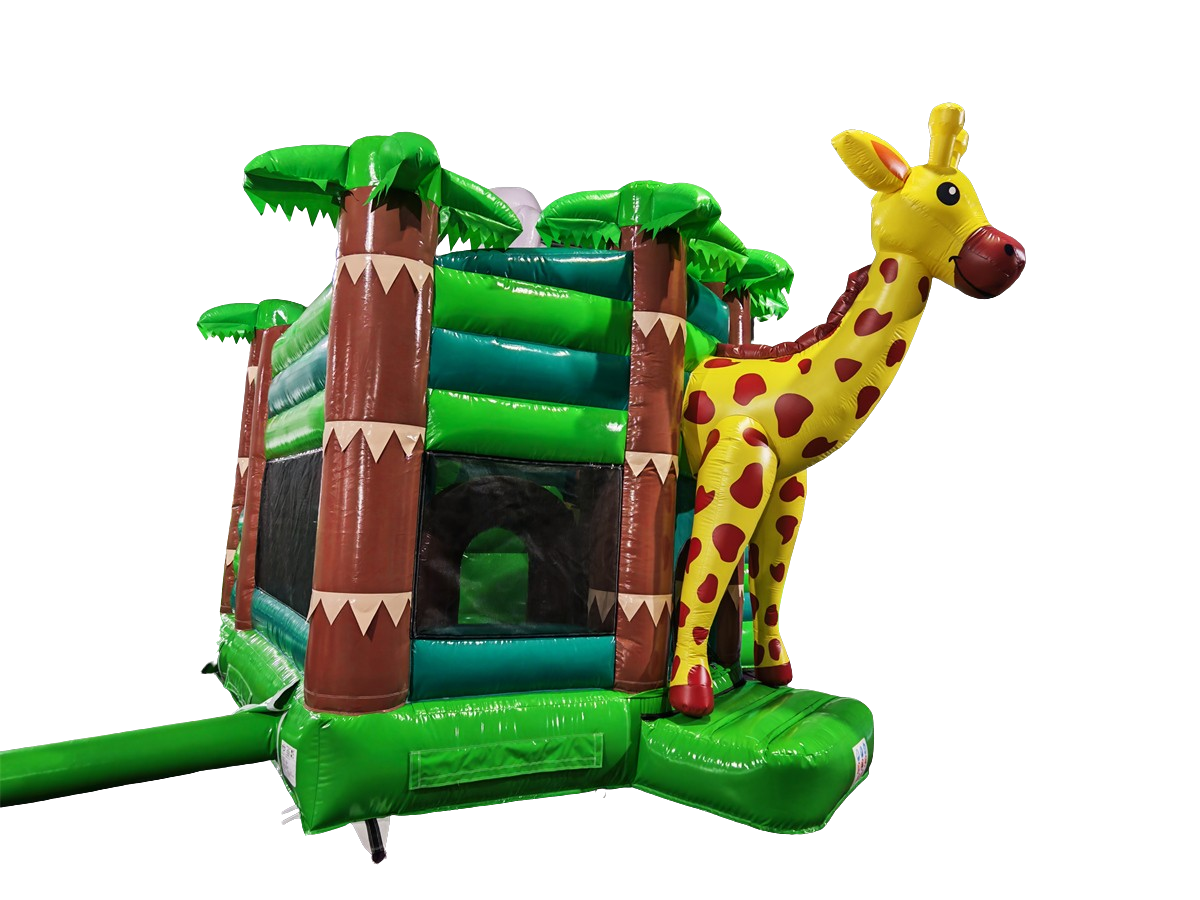 Springkussen jungle - met glijbaan - 5x4,5m 