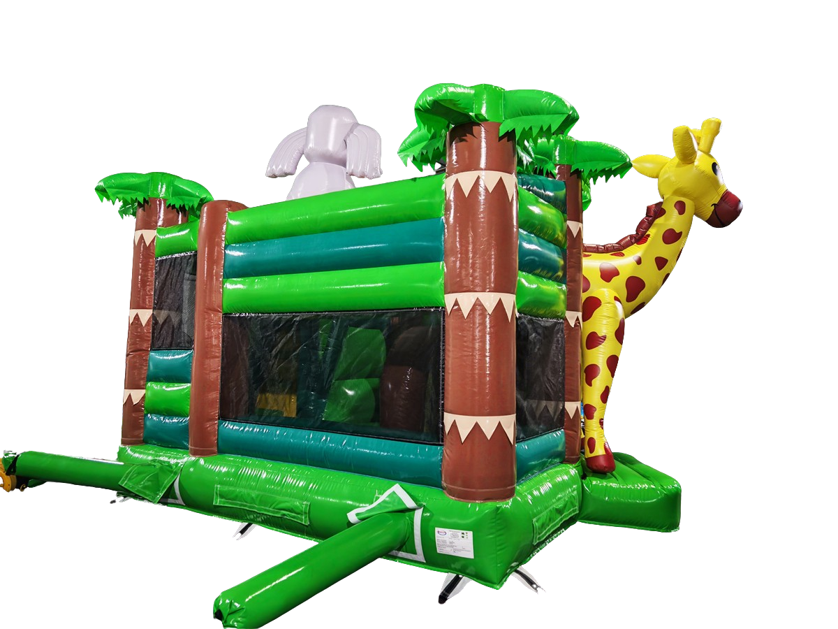 Springkussen jungle - met glijbaan - 5x4,5m 