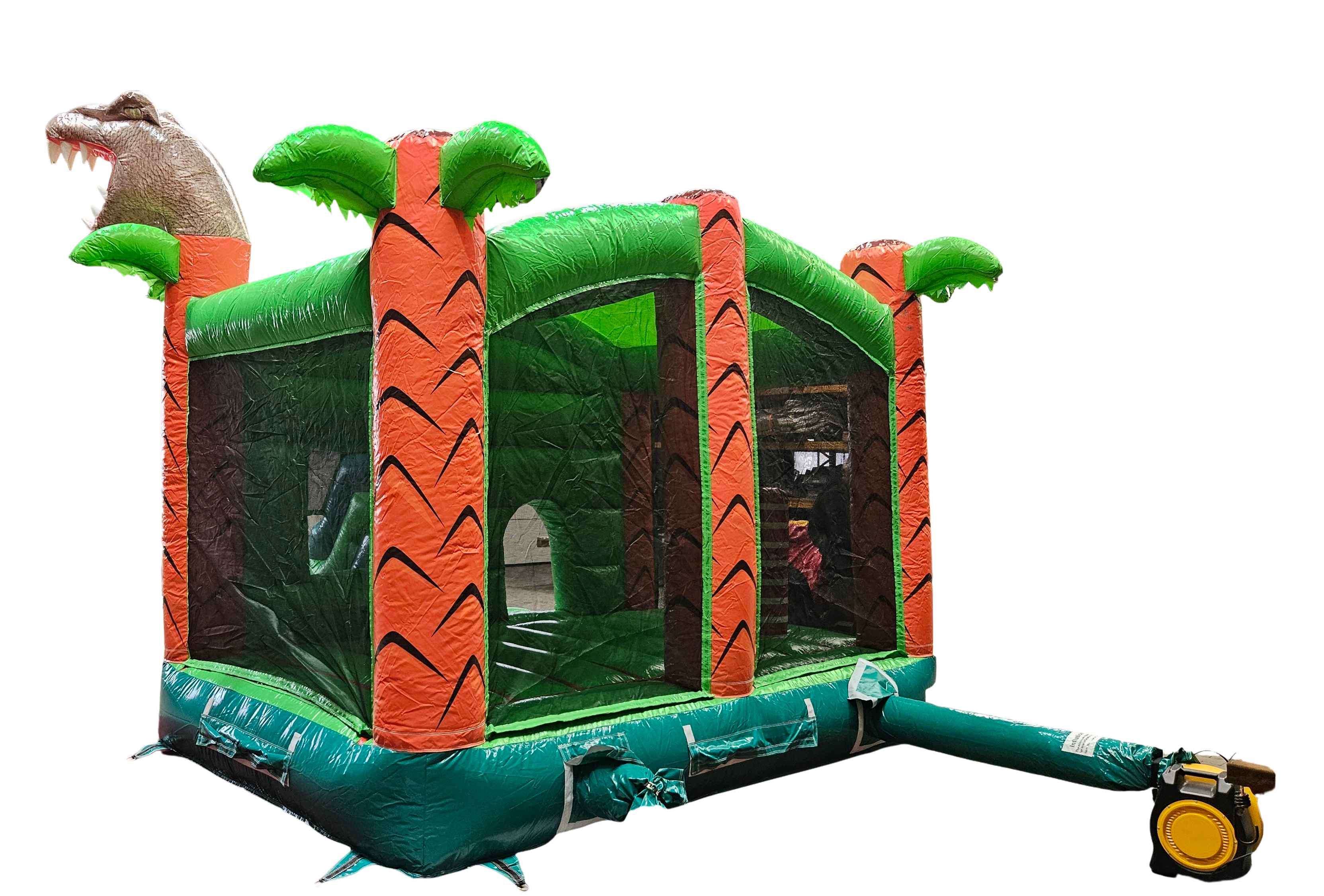 Springkussen dinoworld met dak - 4x4m 