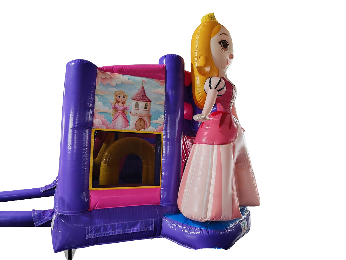 Springkussen prinses - met glijbaan - 5x4,5m 